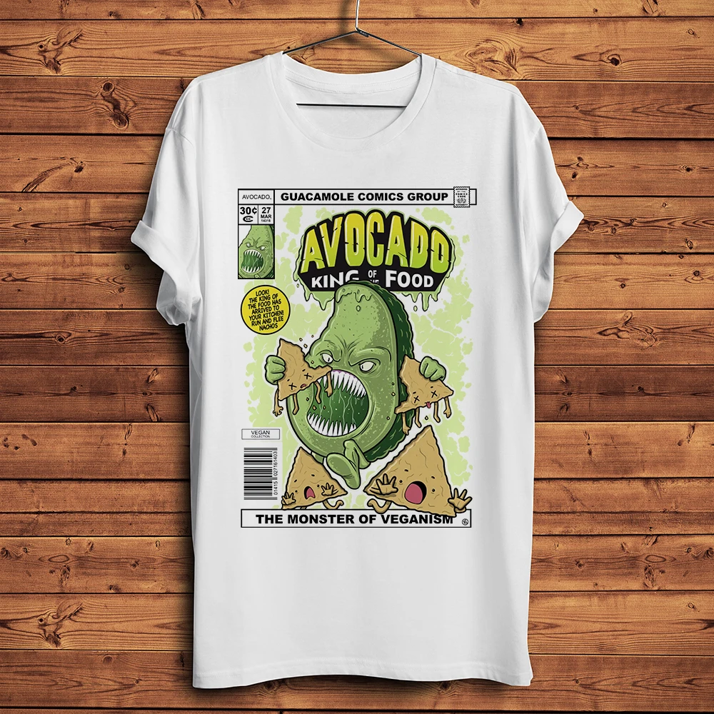 avocado kaiju Guacamole king of vegan food Funny Anime T Shirt Men Homme Short Sleeve casual Tshirt Unisex Streetware Tee