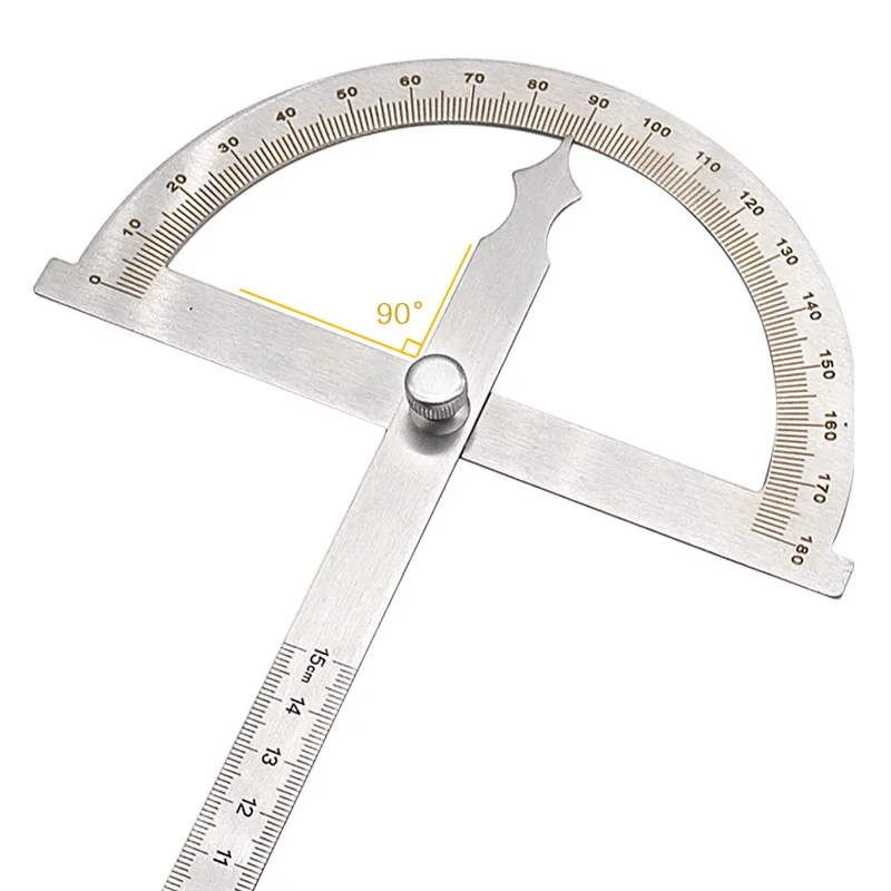 180 Degree Adjustable Protractor Stainless Steel Angle Gauge 0-100mm/14mm/15mm Round Head Caliper Measuring Ruler