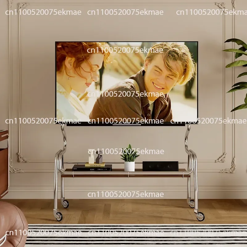 Stainless Steel TV Floor Bracket, Movable Vertical Cart with Wheels, Home Bedroom, Living Room 40-85 Inch Hanger