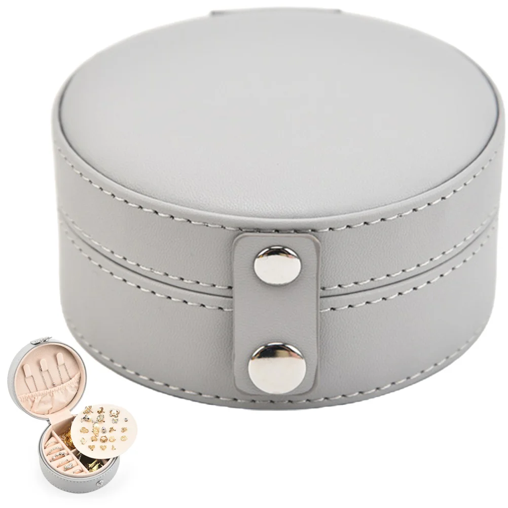 Portable Jewelry Box Large Round Multi-Grid Travel Jewelry Storage Case Organizer Earrings Box Small Earrings Container