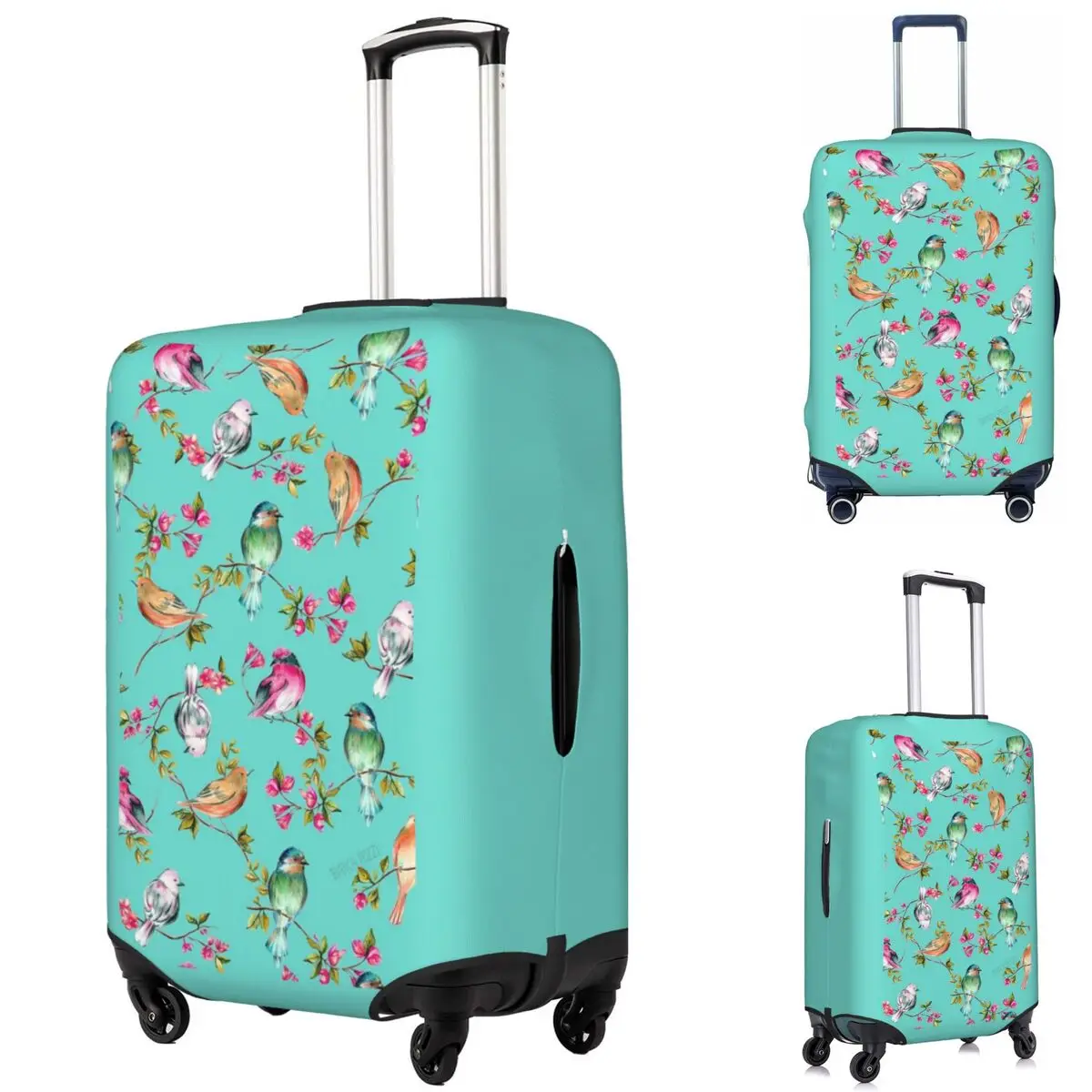

Bird And Floral Pretty Birdie Flight 1 Suitcase Cover Protection Elastic Travel Luggage Protector Covers for 18-32 Inch