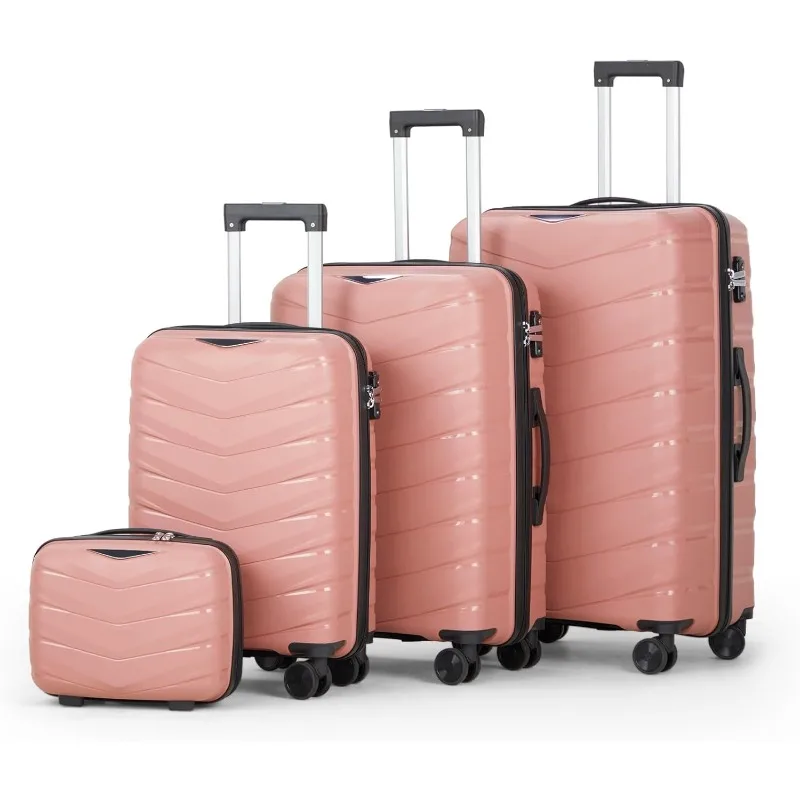 

home.Luggage Set 4 Piece, PP Hard Shell Suitcase with Spinner Wheels & TSA Lock, Lightweight Carry on Suitcase Set 20i