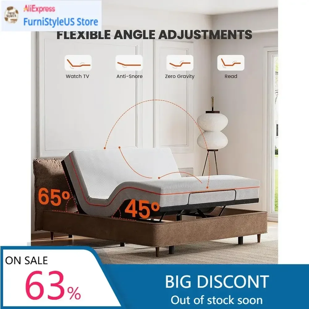 Activity price  5PopularAdjustable Massage Bed with Foot Incline, Wireless Remote, 4 USB Ports, LED Light, Height-Adjustable Le