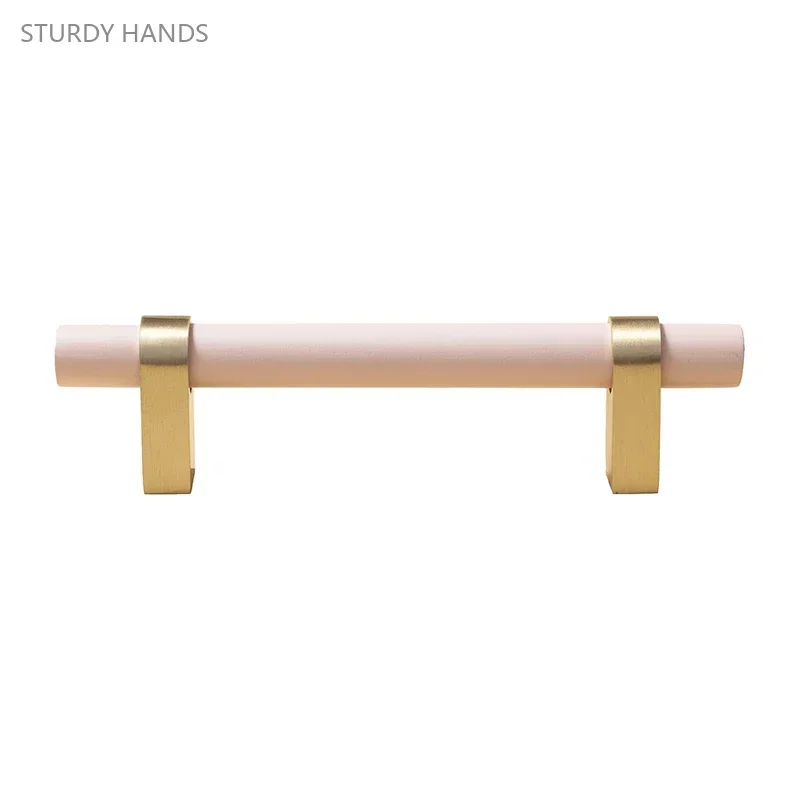 1PCS original wooden brass cabinet door handles minimalist macaron color wardrobe drawers children's room length handles