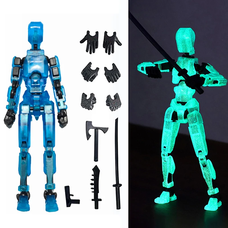 DIY Luminous T13 Multi-Jointed Movable Shapeshift Robot 3D Printed Mannequin Lucky Robot And Dog Action Figures Toys Kids Gifts