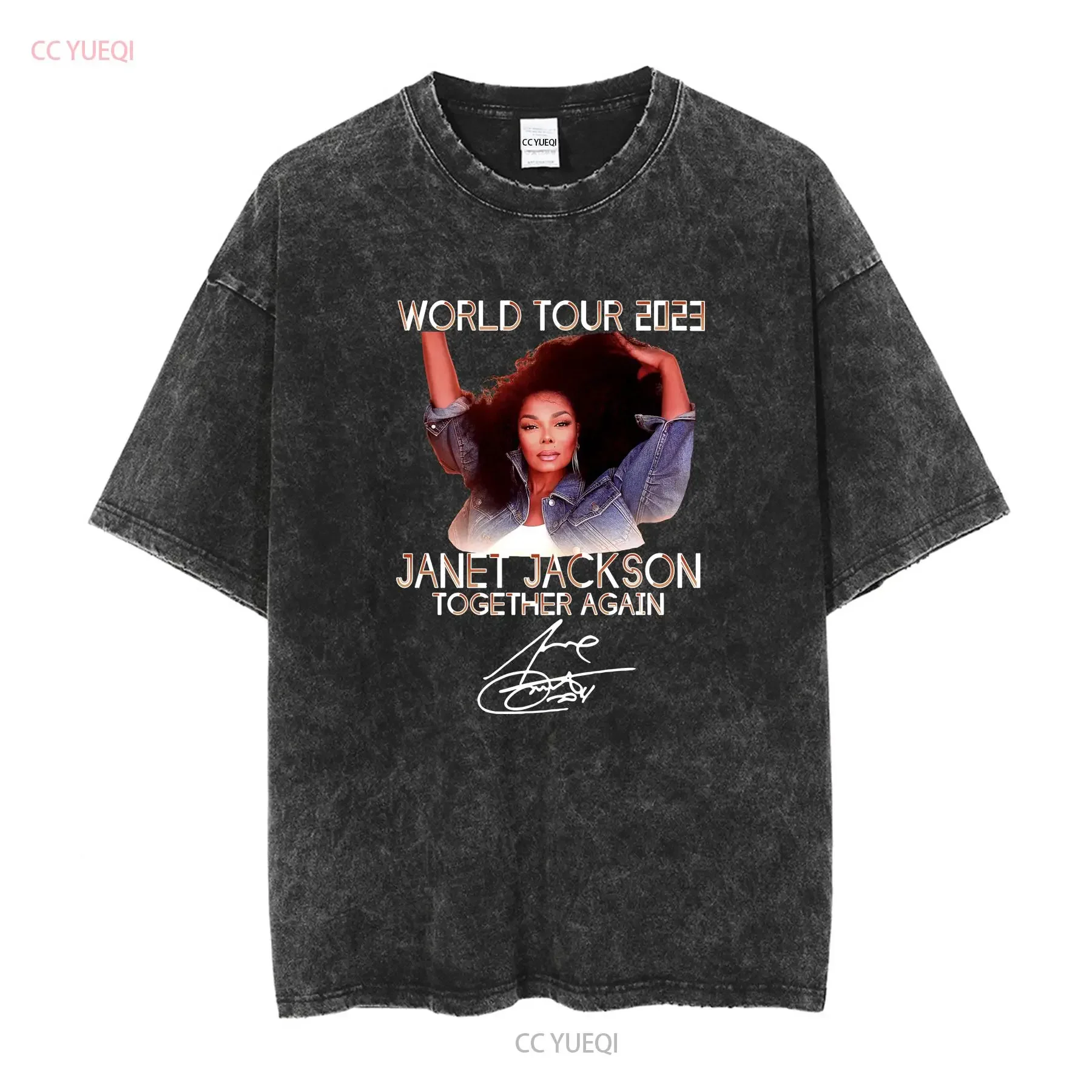 Nice world Janet Jackson Together again signature shirt Funny S 4Xl F long sleeves vintage Washed Slightly Casual homme Soft view 2