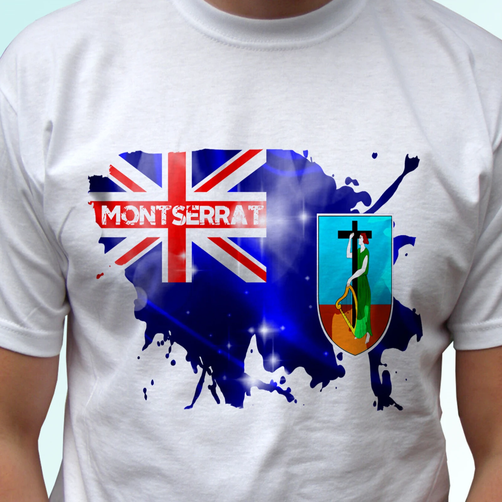 

Футболка с изображением флага Монтсеррата, белая, Мужская дышащая футболка, свободная повседневная футболка, стиль ведущей страны