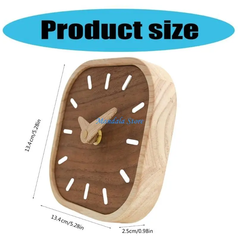 U2JC Small Silents Bedsides Clock Walnuts Table Clock for Elegances