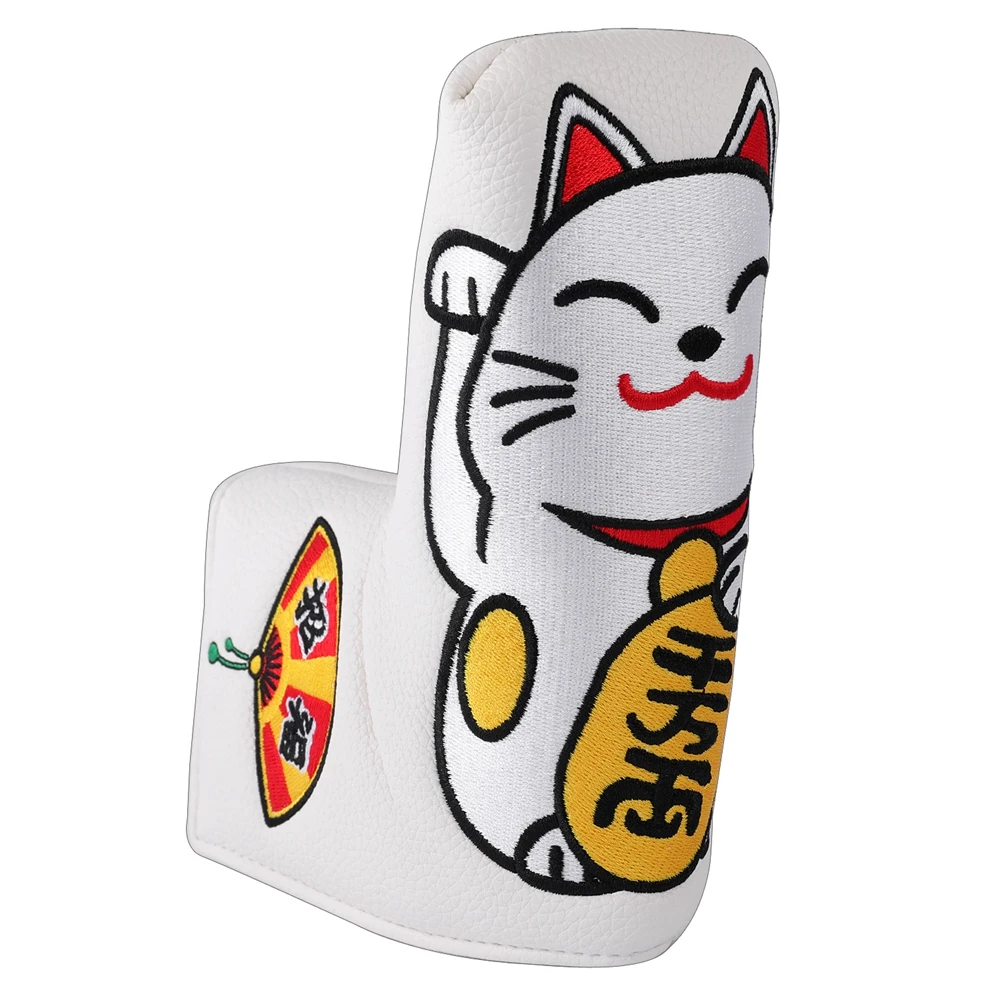 

Japan Cat Full Embroidery Strong Magnetic Closure Golf Mallet Headcover Blade Putter Head Cover