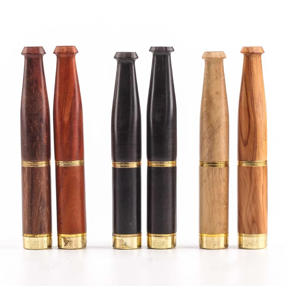 Classic Sandalwood Washable Dual Filter Circulating Solid Wood Cigarette Holder Smoking Tobacco pipe Cigarette Pipes Gifts