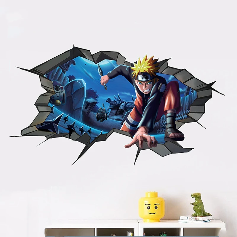 NARUTO Uzumaki Naruto Cartoon Wall Stickers Children\'s Room Decoration Stickers Uchiha Sasuke Anime Children\'s Toys BirthdayGift