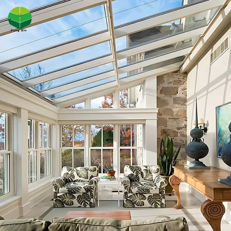4 Season Winter Gardens Aluminium Outdoor Sun House for Transparent Glass Conservatory Wall Mounted Sunroom Flat Roof