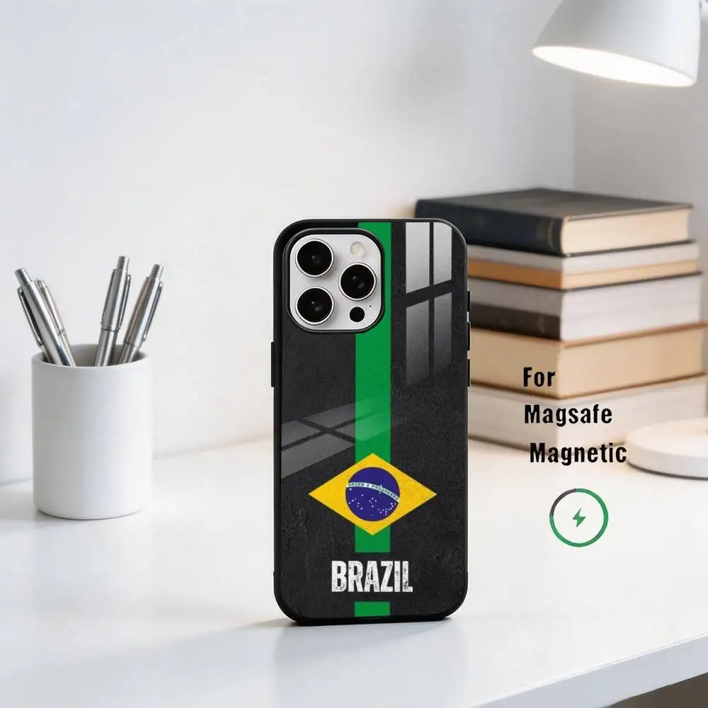 Flag of B-Brazil  Phone Case For iPhone17,16,15,14,13,12,11 Plus,Pro Magnetic For Magsafe Wireless Charging