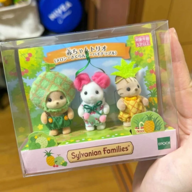 Jp Limited-Conjunto de familia de bebé de bosque, muñeco de Anime, familia Linda, Hami, melón, cereza, piña, juguete Original, regalo de cumpleaños