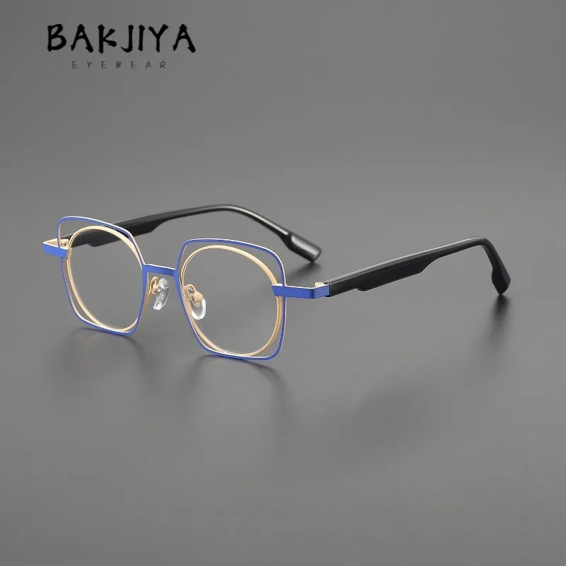 

Hollow Out Dual Ring Designer Square Alloy Acetate Eyeglass Frame Men Women Personalized Retro Prescription Frame Eye Glasses