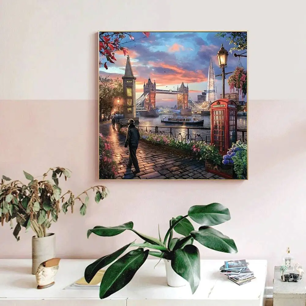 Huacan Diamond Painting Kit London Skyline Canvas Full Drills Set Frameless Home Wall Decoration Holiday Gifts view 3