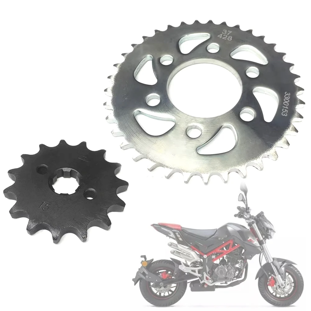 Motorcycle For Benelli BJ125-3E TNT125 TNT 125 TNT135 TNT 135 Front Rear Sprocket Chain Wheel Gear Gears Chain Sprocket 15T 37T