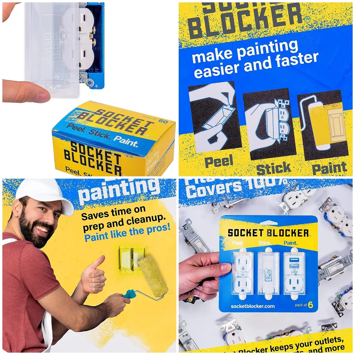 

The Smarter Outlet Cover for Drywall & Painting – Better Than Tape for Remodeling & DIY Projects 60-Pack