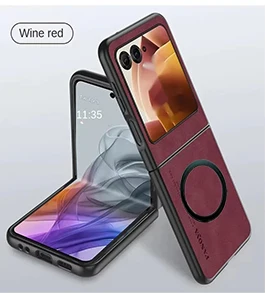 Luxury sheep Leather Wireless Charging For Magnetic Case For Moto Razr 40 50 60 Ultra Razr50 Ultra 5G Razr4 2024 Cover