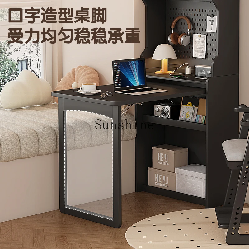 Folding corner bookshelf integrated small apartment bedroom window solid wood work computer desk