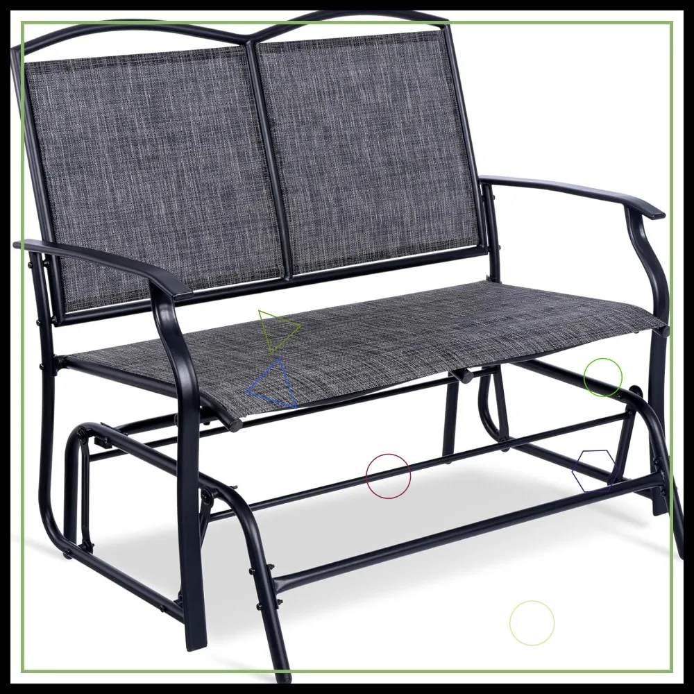 Скамья-планер на 2 человека, кресло-качалка для патио, двухместное кресло со стальным каркасом для садового крыльца