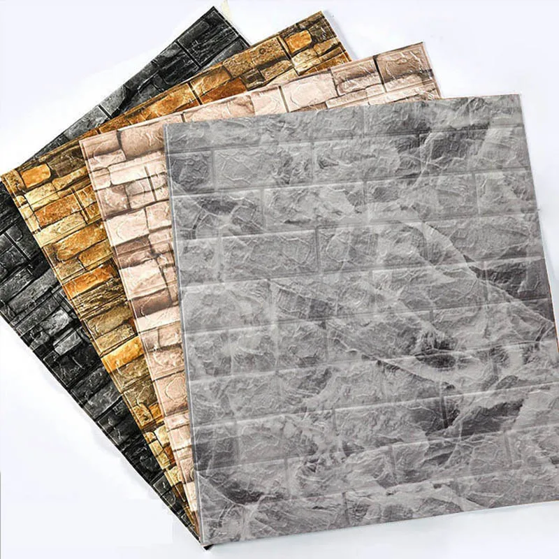 3D Wallpaper Self-adhesive 1-40pcs 38.5X35cm DIY Retro Brick Pattern Wall Stickers Waterproof Foam Room Decor Home Decoration