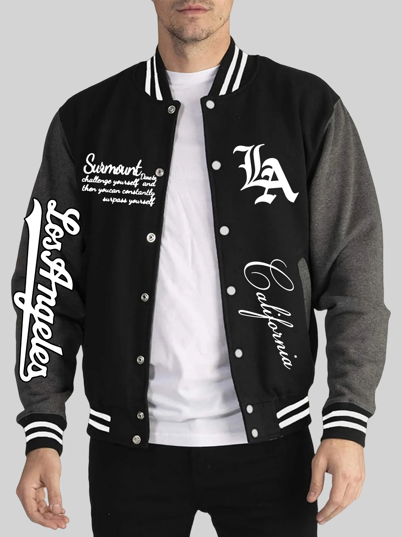 California Art Letter Printed Streetwears Male Autumn Winter Baseball Uniform Street Comfy Jacket Oversized Fashion Pocket Tops