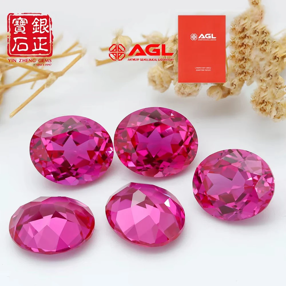 Flame Melted Lab Grown Rubellite Oval Shape Can Be Provide  AGL Certifacate Synthetic Cultivate Rubellite Stone