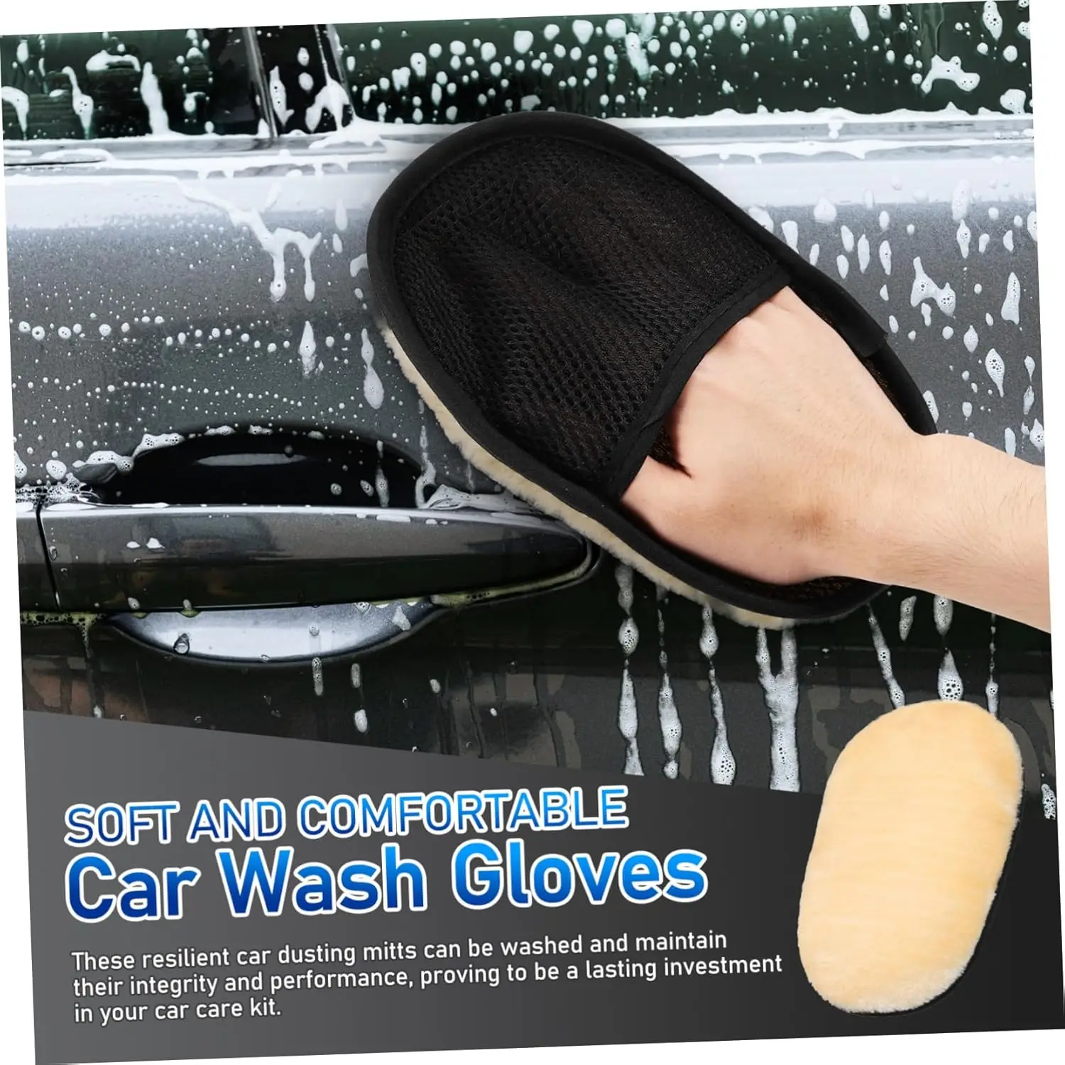 Imitation Wool Car Wash Mitt - Super Fiber Gloves for Scrubbing, Waxing & Polishing, Scratch-Free Cleaning