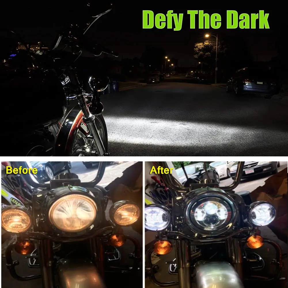 1 Pair 4.5“ 4 1/2 inch Motorcycle LED Fog Passing Auxiliary Light For Yamaha Classic FLHR Road King Dyna 4.5Inch LED Fog Light