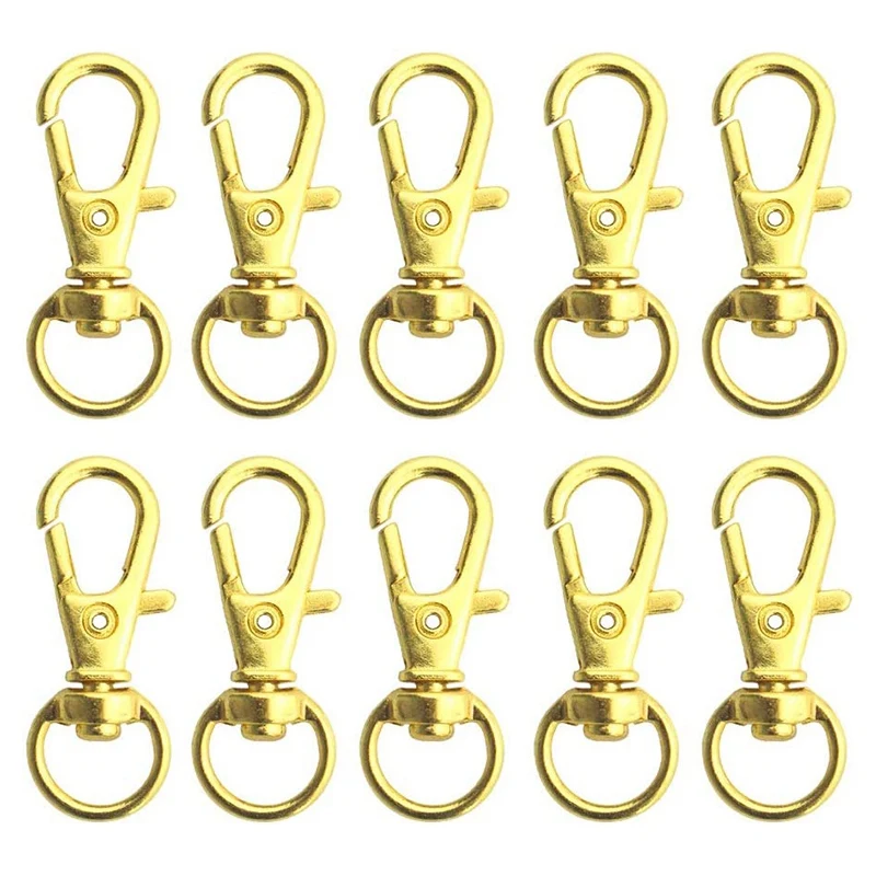 50 Pcs Swivel Clasps Lanyard Snap Hook,Metal Swivel Lanyard Snap Hook Lobster Claw Clasp Gold