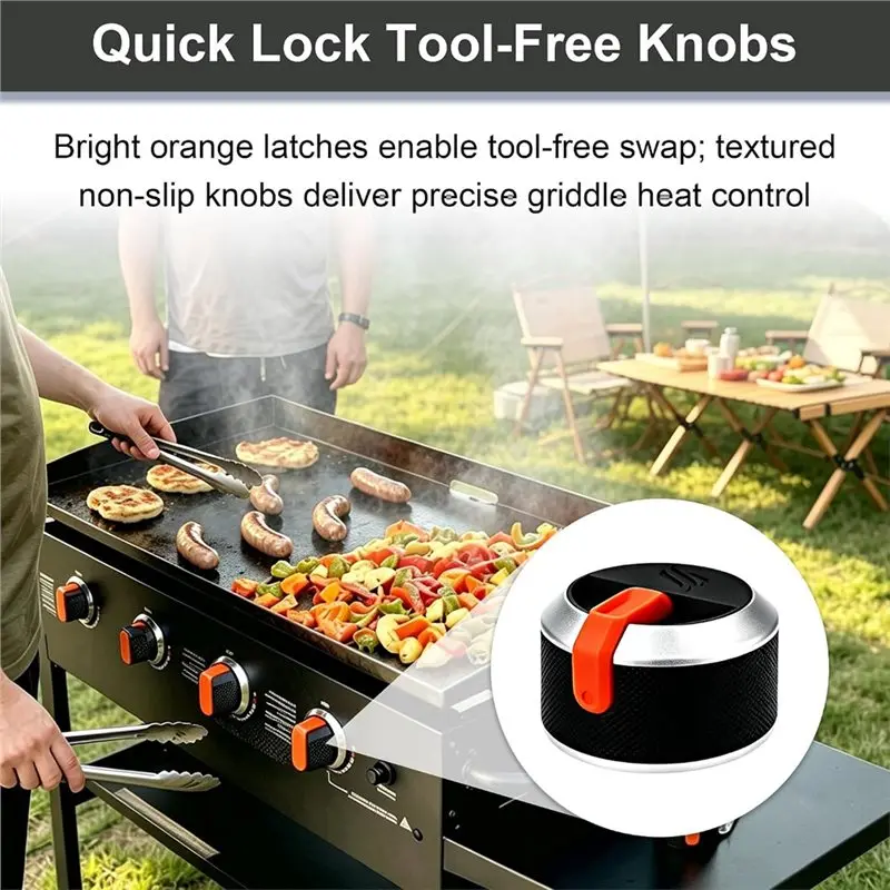 【LIMITED TIME DISCOUNT】4Pcs For 1666 1517 1554 1825 1836 Gas Griddle Knobsgas Griddle Grill Orange Knobs,For 17