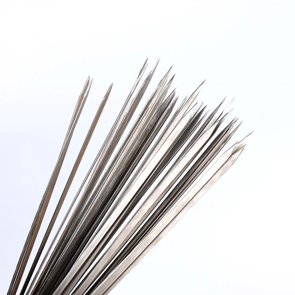 

50Pcs 40CM Stainless Steel Barbecur Sticks Durable Widened Thickened Barbecue Skewers Reusable BBQ Skewers