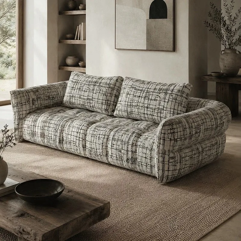 Wabi-sabi style Monet fabric sofa, suitable for villa living room, household chenille sofa