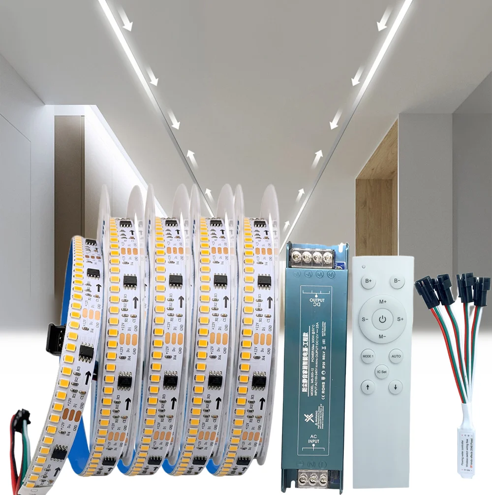 Tira de luces LED inteligente WS2811, iluminación para el hogar con control remoto, iluminación para carreras de caballos, 234led/m 2835SMD, 12V