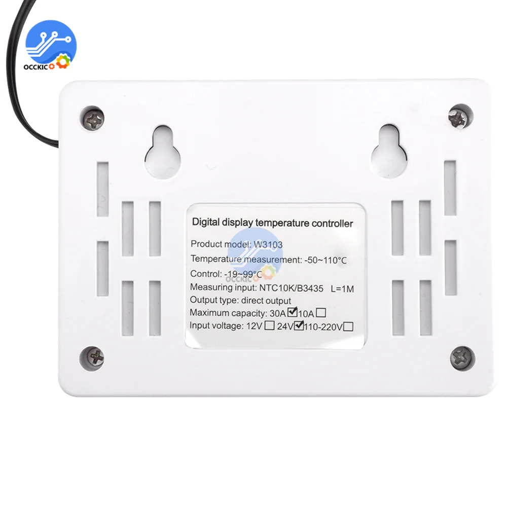 W3103 Digital Thermostat 12V 300W 24V 600W 220V 5000W 30A High-power Wall-mounted Temperature Controller Switch