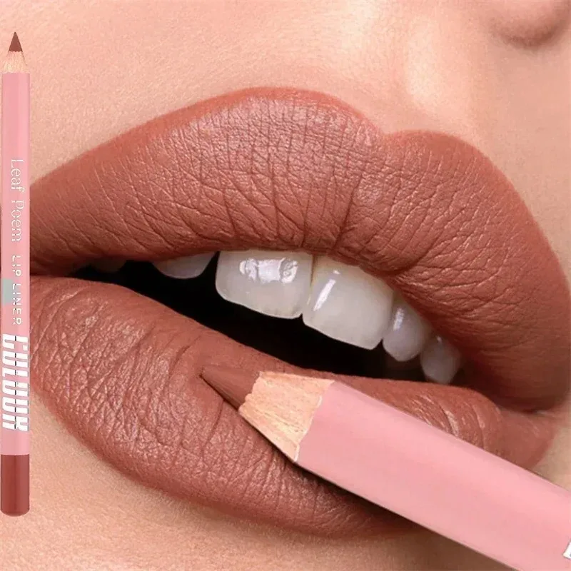 Lápiz Delineador de labios de terciopelo mate, 12 colores, resistente al agua, alta pigmentación, larga duración, rojo, marrón, desnudo, tinte para contorno de labios, maquillaje