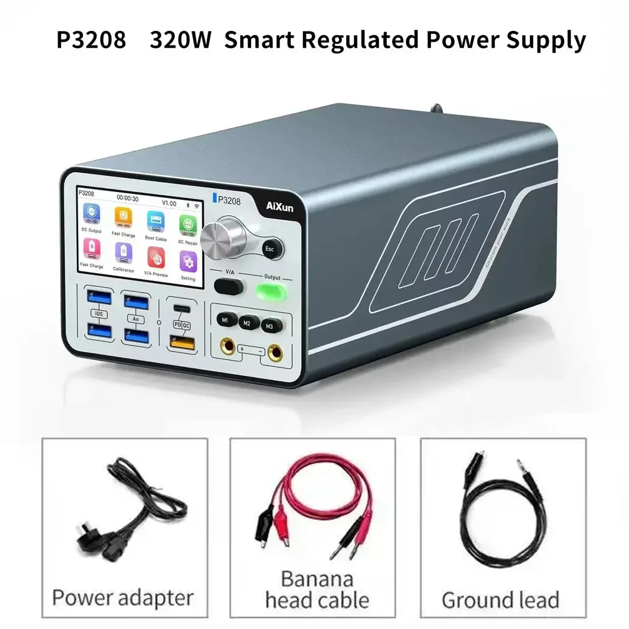 P3208 320W Intelligent Regulated Power Supply One-click Power-on Tool for Mobile Phone Repair Motherboard Battery Testing