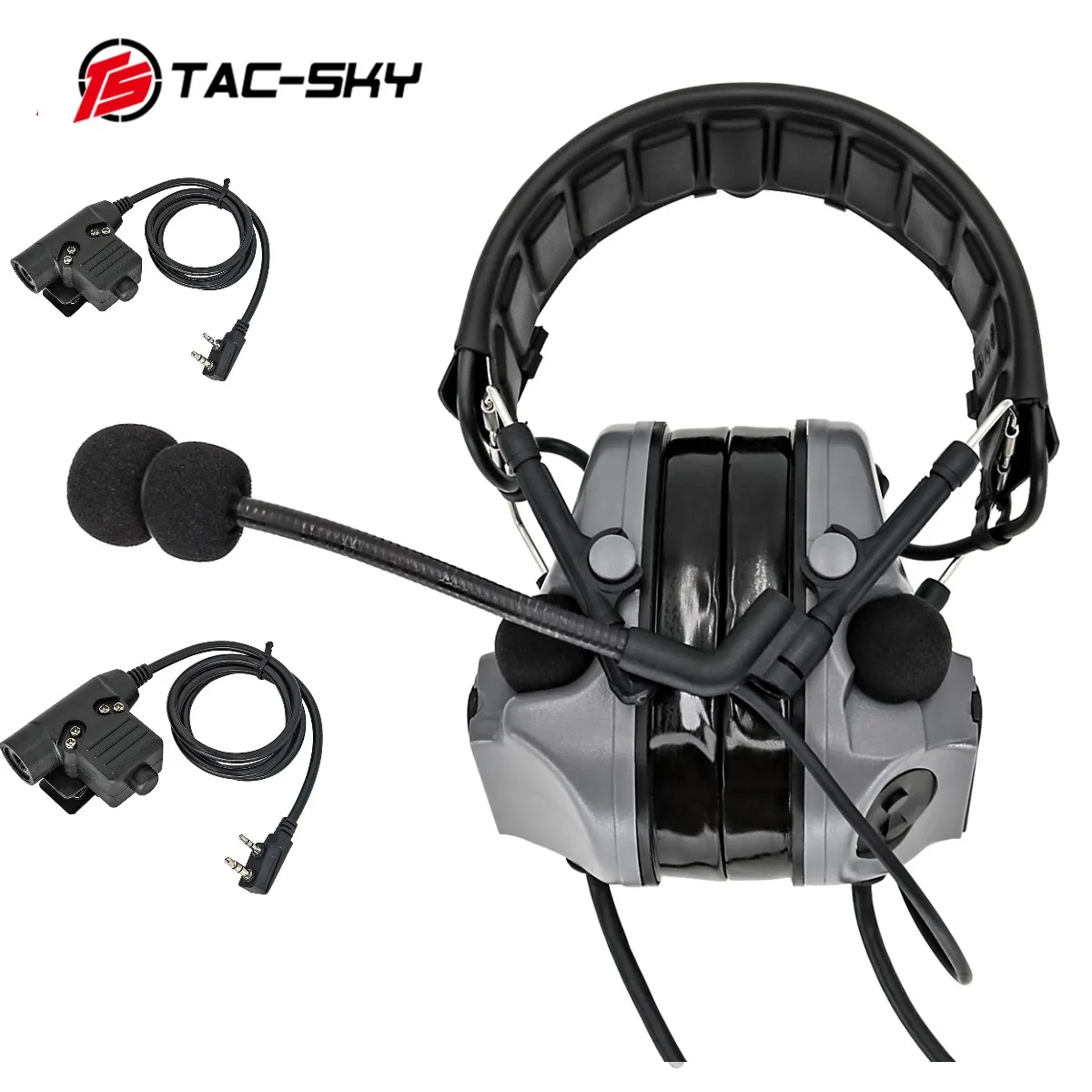 TS TAC-SKY COMTAC III Noise Cancelling Tactical Electronic Shooting Headset New Detachable Headband Dual Pass and u94 PTT