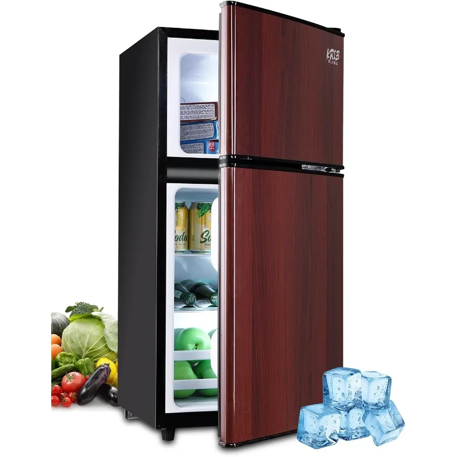 Kompakte Kühlschränke mit Gefrierschrank oben, Minikühlschrank mit 7-stufig verstellbarem Thermostat für Apartment, Büro, Camping, kleine Livi