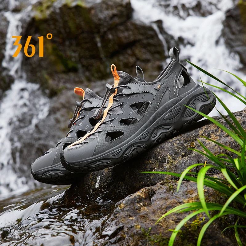 361 Degrees Man Creek Shoes Outdoor Camping Wading Shoes Non-slip Wear-resistant Breathable Running Shoes Sneaker 672422242F