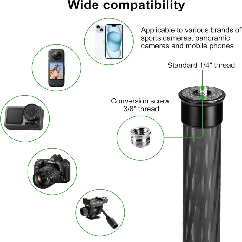 حامل أحادي ممتد من ألياف الكربون الاحترافي لـ DJI Ronin RS3، مع عمود قابل للتمديد، وعمود محمول، ومقبض جيمبال، وقبضة #3