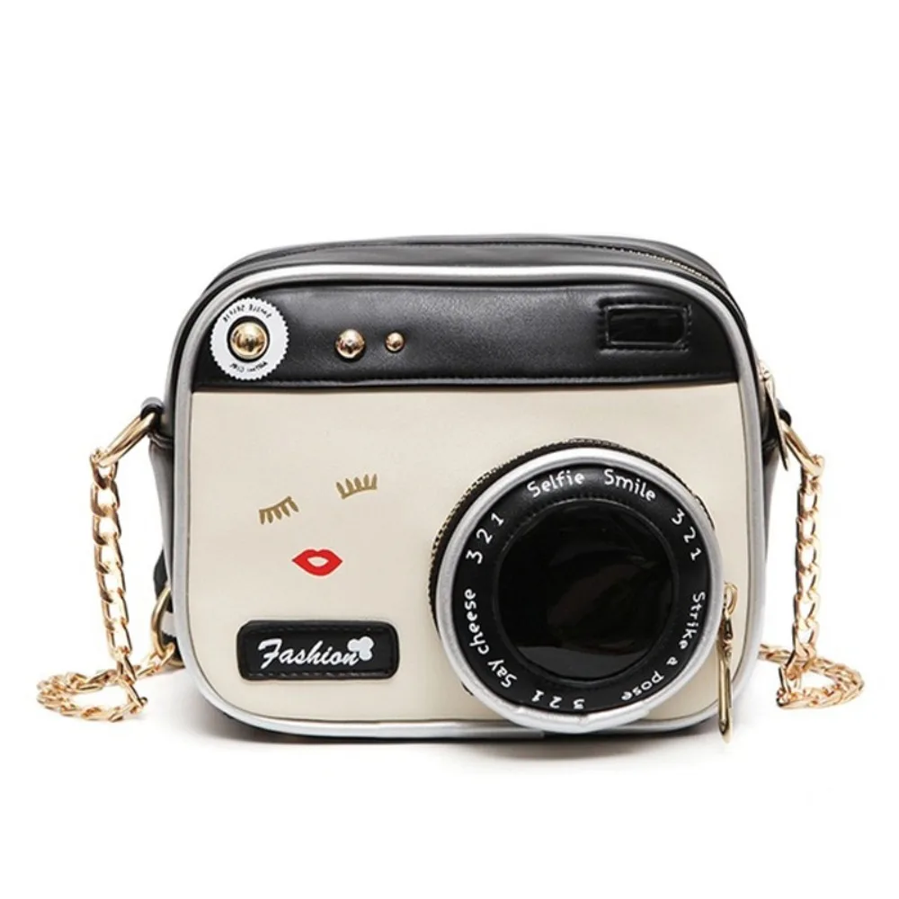 

Retro Camera Shaped Women's Shoulder Crossbody Chain Bag For Ladies Fashion Mini PU Leather Messenger Bag Handbag Small Purse