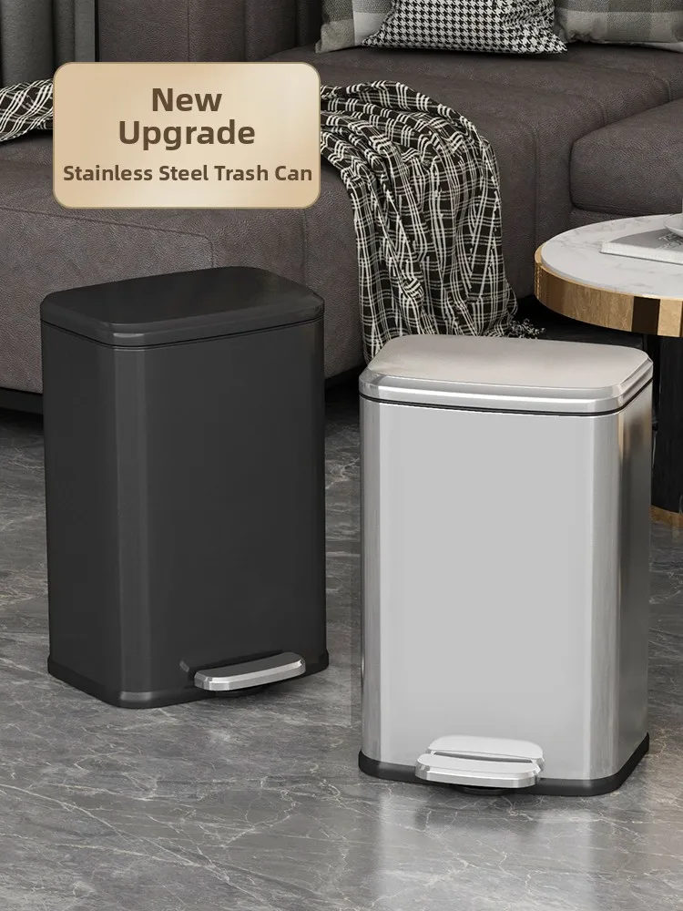 

Большой мусорный бак из нержавеющей стали с педалью для гостиной и офиса, высококачественный, для дома, кухни, класса люкс