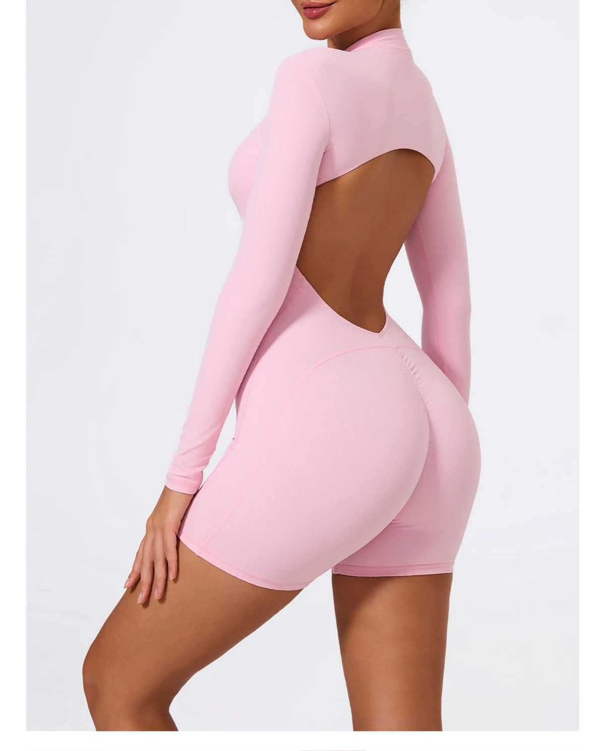 Ctenkevet Sommer Halb-Reißverschluss Frauen Gym Overall Weibliche Im Freien Atmungsaktive V Zurück Active Gesäß Lift Sport Outfit Für Frau – Detail 14