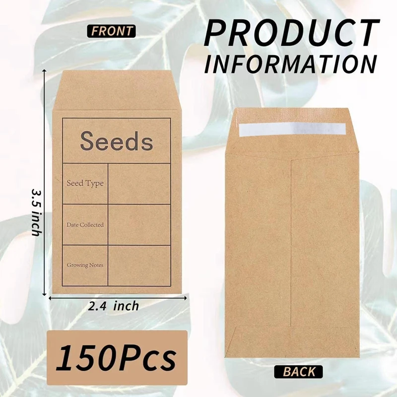150 Pack Seed Saving Envelopes,Small Paper Envelopes For Seeds, 2.3X3.5 Inch Self Sealing Kraft Seed Packets Envelopes
