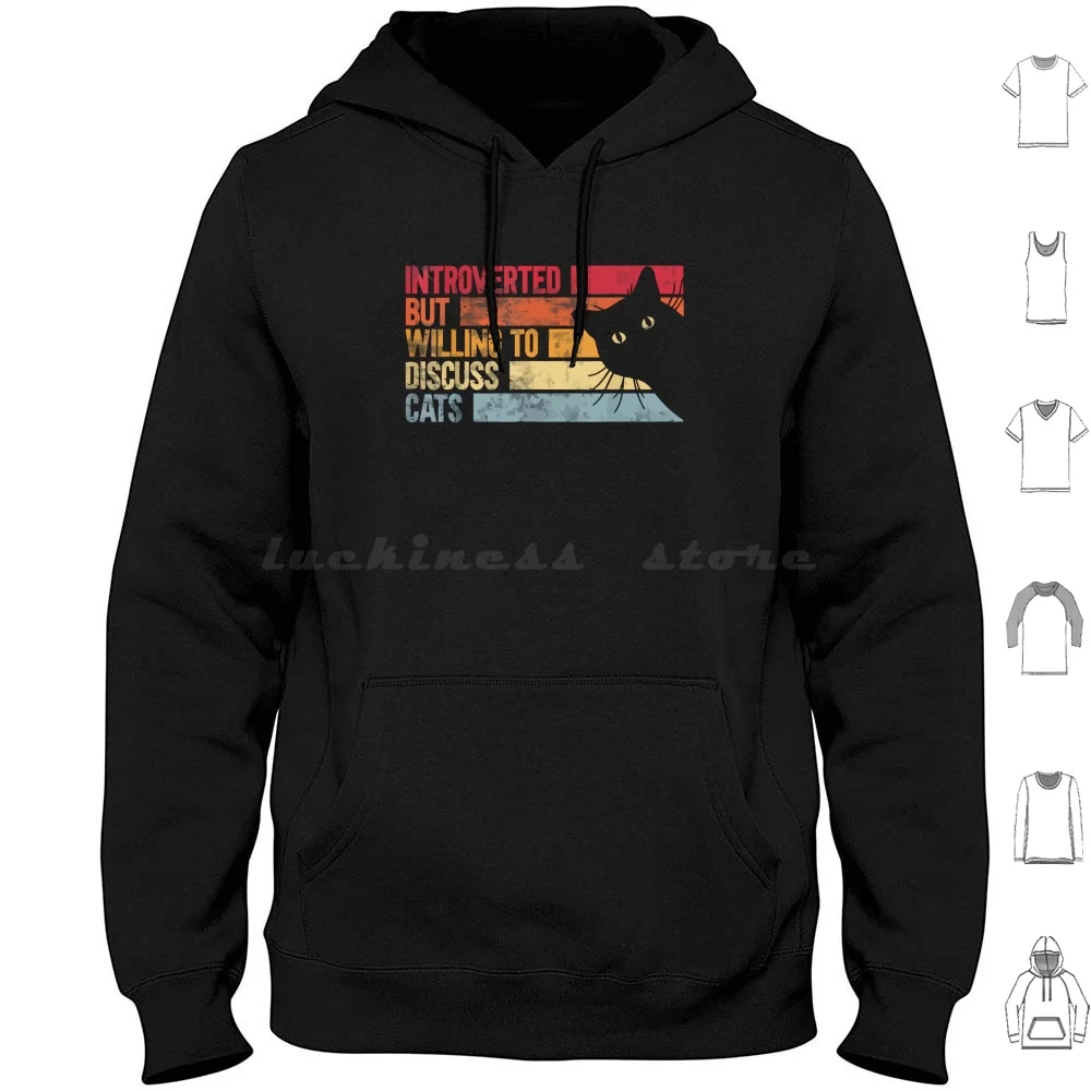Introverted But Willing To Discuss Cats Hoodies Long Sleeve Cat Cats Kitten Kittens Introvert Introverted Shy Quiet