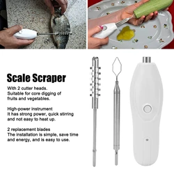 Multifunctional Scale Scraper Seafood Descaler Replaceable Blade Electric Fruit Digging Vegetable Corer for Home Kitchen Utensil