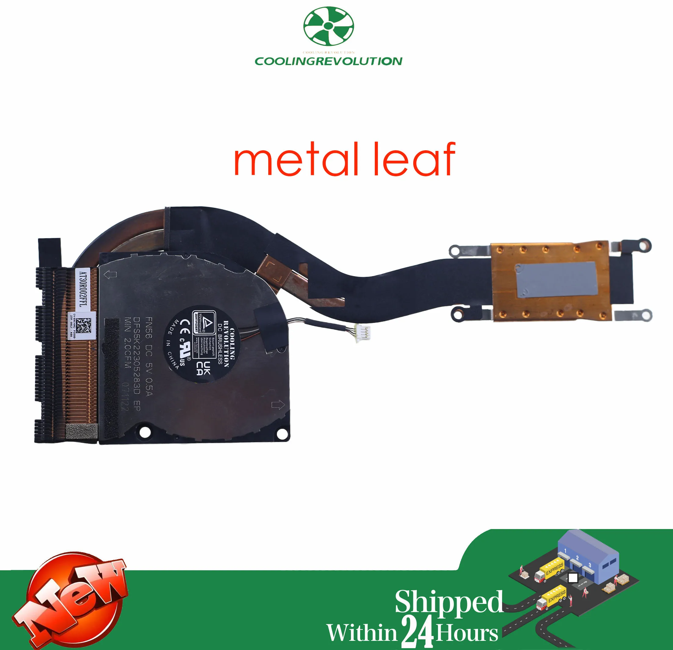 Laptop CPU Heat Sink Fan for DELL Latitude 7320 E7320 CN-0XCNHG XCNHG 0XCNHG AT30R002FFL Metal Leaf