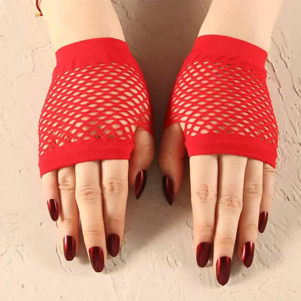 Dance Women Lady Sexy Fingerless Party Short Nightclub Wear Fishing Net Gloves Mesh Gloves Costume Accessories